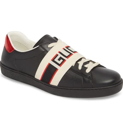 gucci stripe leather sneaker black|gucci leather sneakers sale.